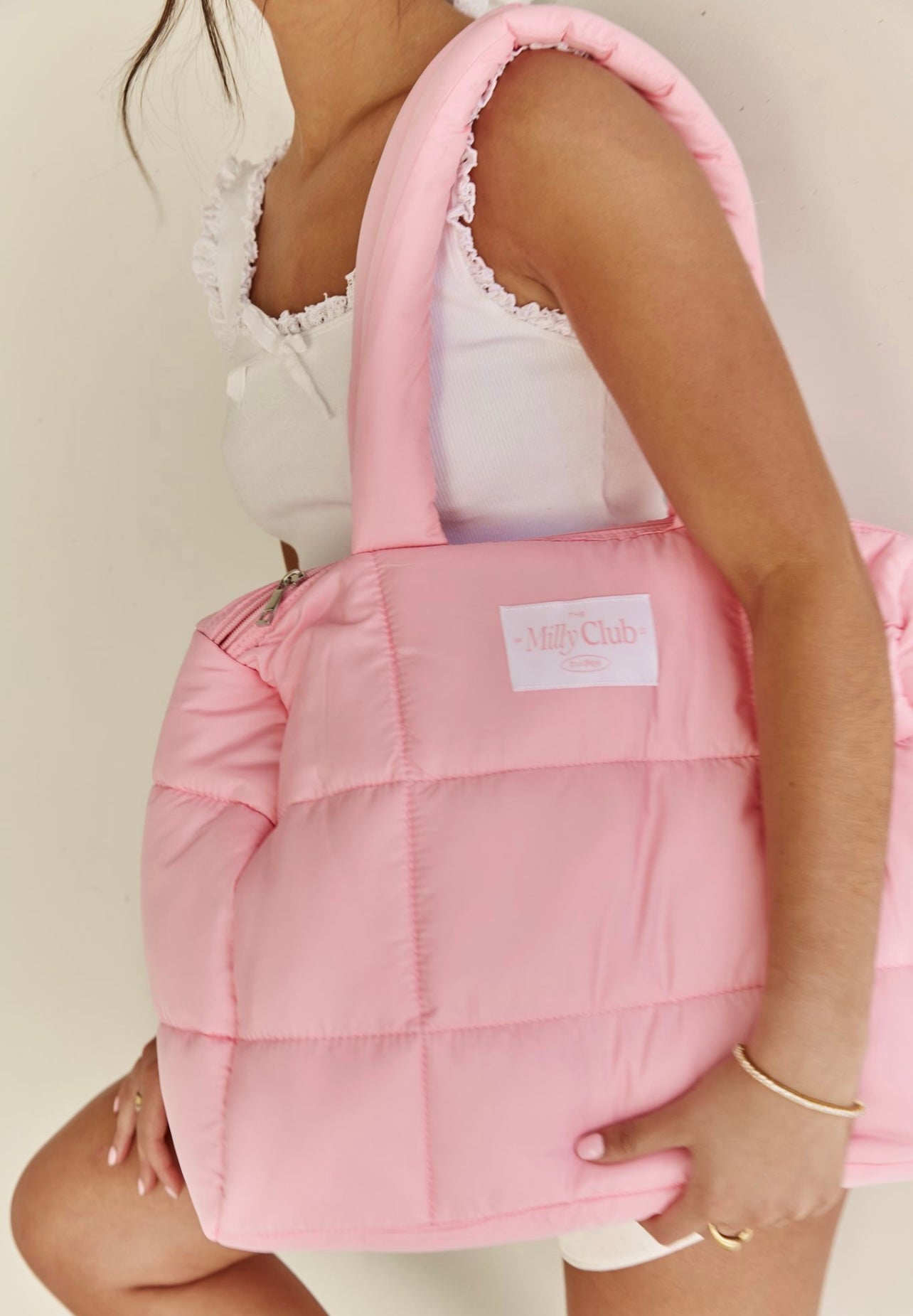 The Puffer Tote - Pink – the milly club